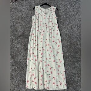 Vintage LL Bean size 10 linen floral midi dress 90s Y2K cottagecore granny boho